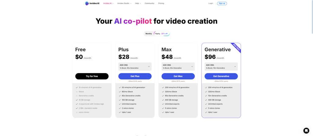 Invideo pricing